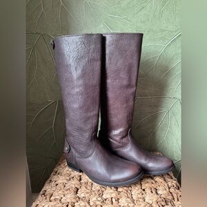 Frye Brown Melissa Button Back Zip Boots Leather Size 6.5. NEW!